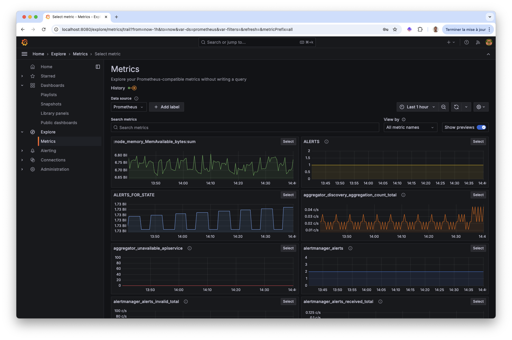 Grafana explore metrics