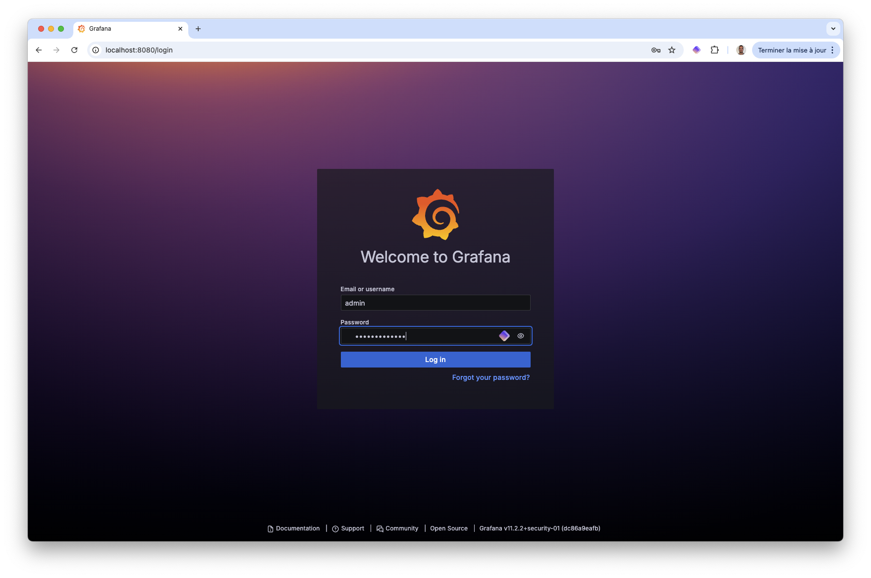 Grafana login